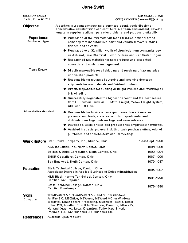 layout for resumes